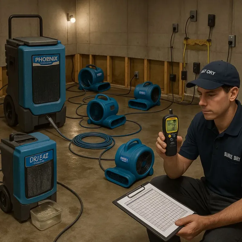 Structural Drying and Dehumidification process in Sabine County, TX